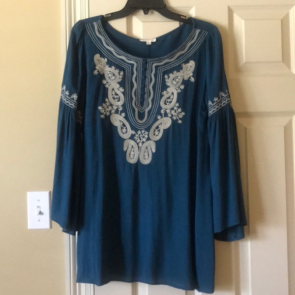 Hot & Delicious Embroidered Bell Sleeve Tunic - Picture 1 of 6
